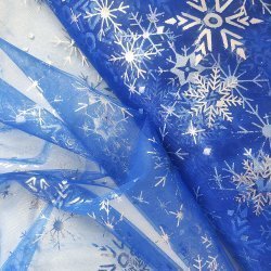 Снежинки фольга на синем еврофатине